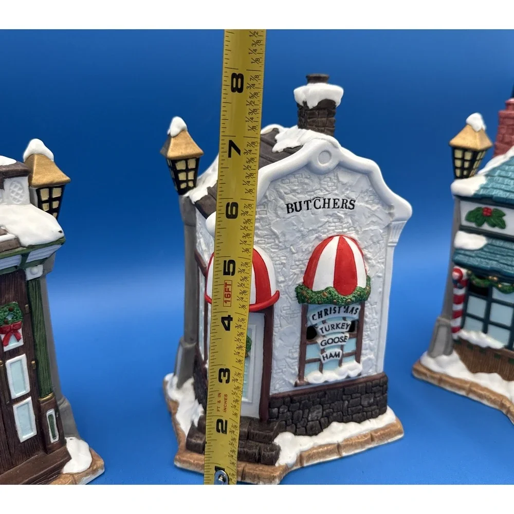 Vintage 1990's Mercuries Christmas Village -set Of 5 Stores w/ Light Cord